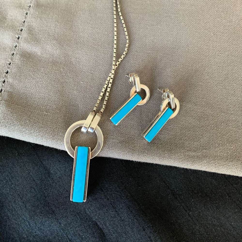 925 silver and turquoise necklace and earrings